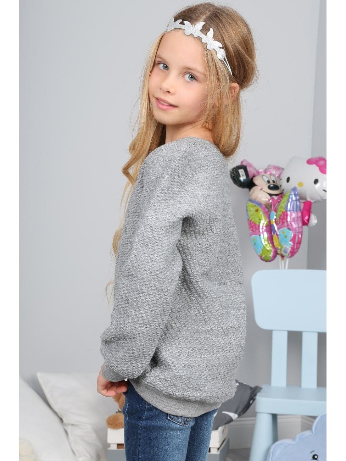 Grauer Kinderpullover NDZ36122 – Online-Shop – Boutique